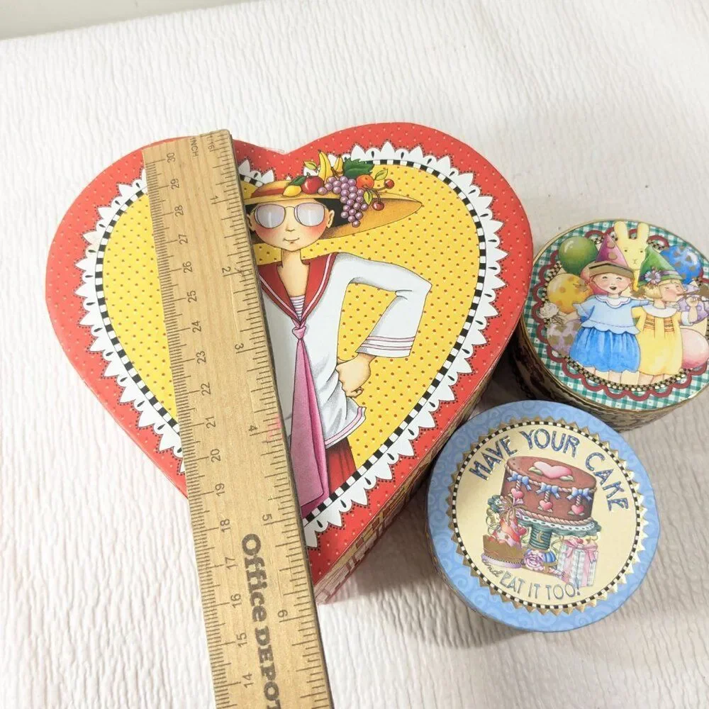 Mary Englebreit trinket box set Valentine Have a Heart Have your Cake Party Girl